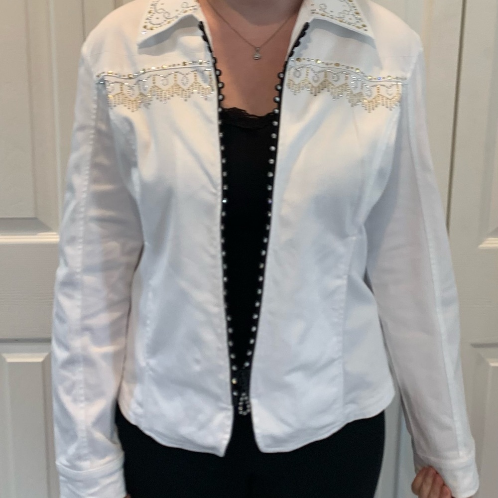 White Beaded Christine Alexander Jacket Size L